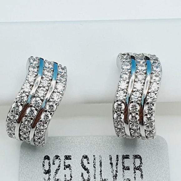 "925 Sterling Silver Cubic Zirconia Earrings, UU1P6A6125 - Picture 9 of 10